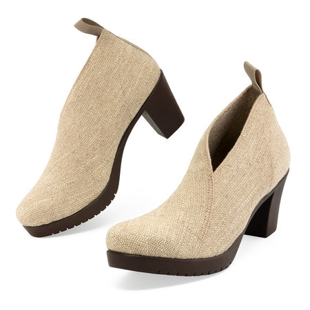 Jill V-Cut Block Heel Bootie