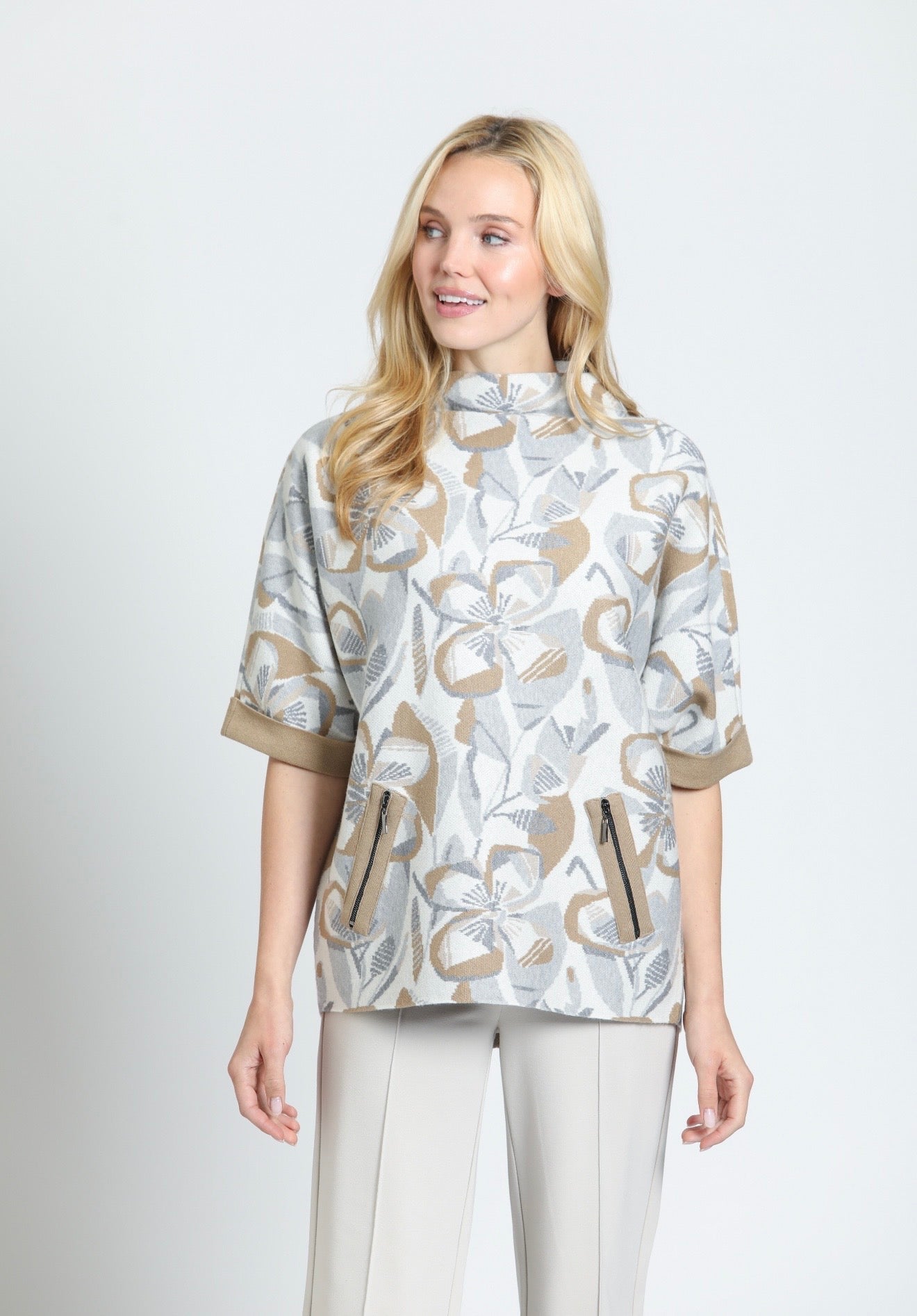 Abstract Bloom sweater/ Chai Latte