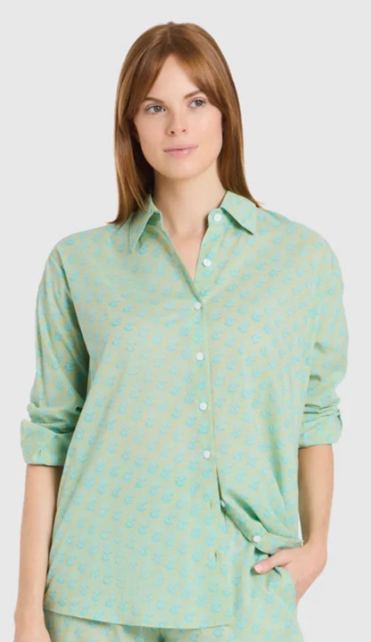Boyfriend shirt/ Teal Marigold