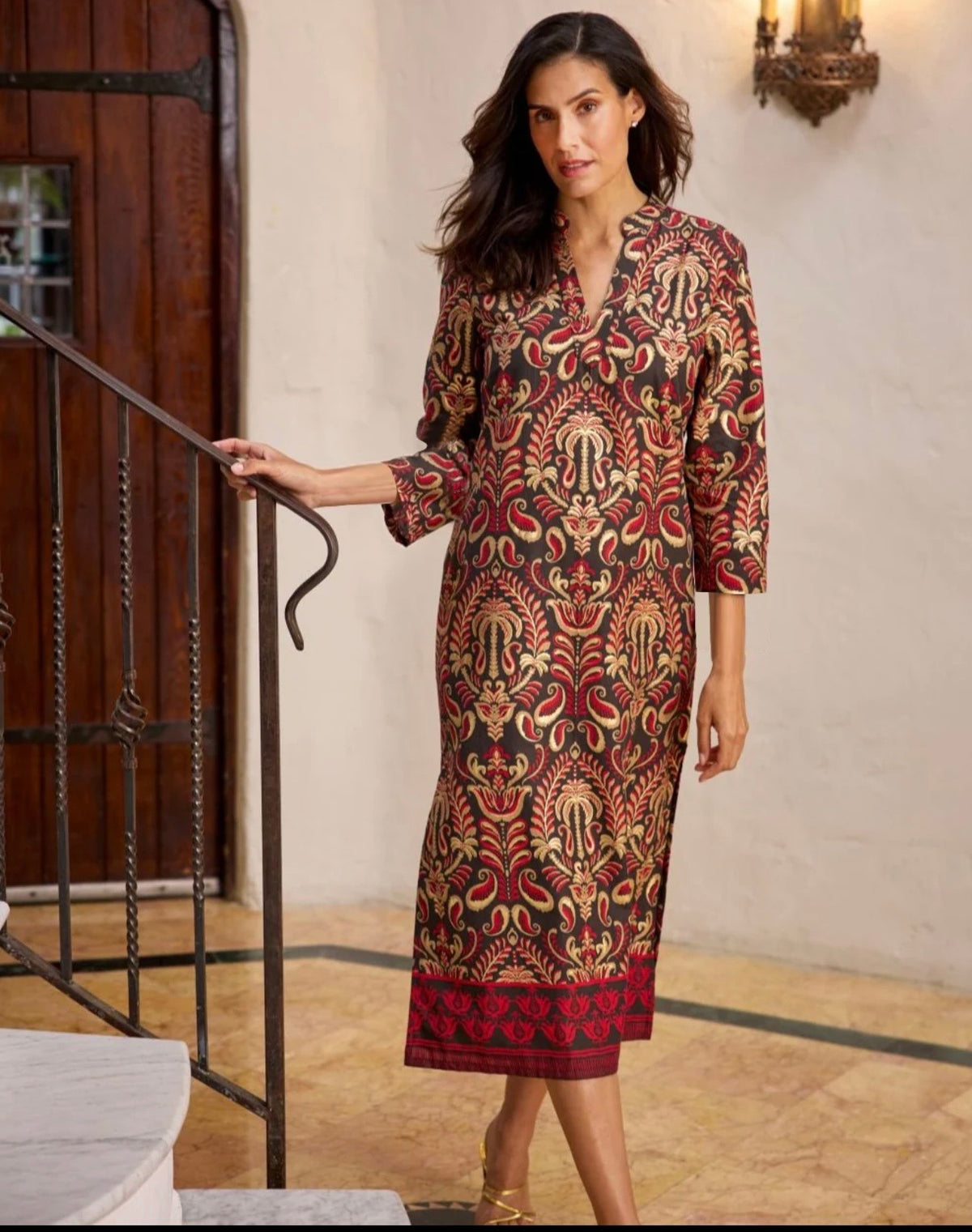 Devon Cotton Voile Dress/ ornate topiary expresso gold