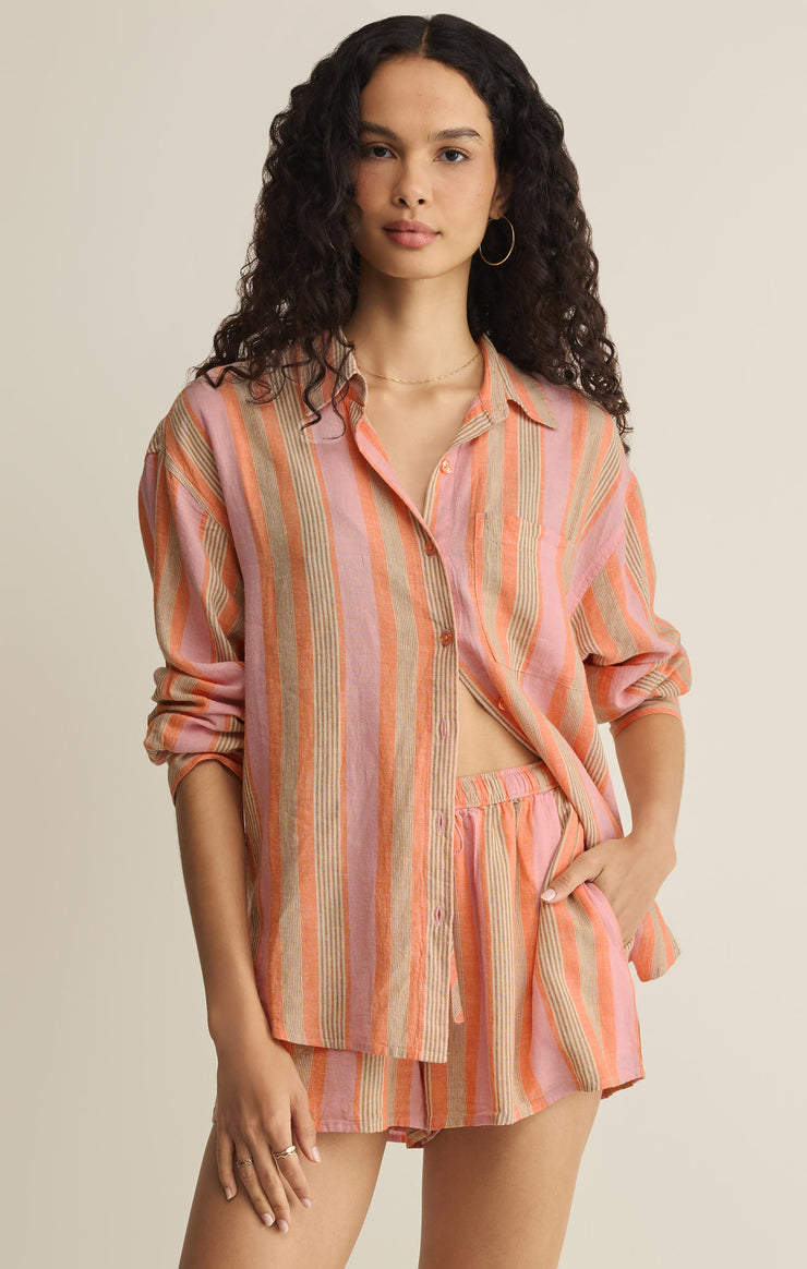 Perfect Striped Button Up shirt / Tiger Lily