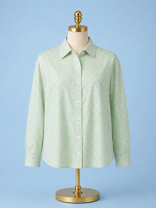Boyfriend shirt/ Teal Marigold