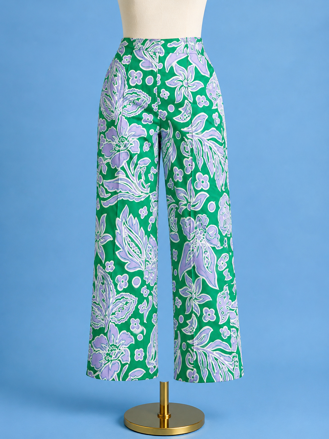 Front stitch ankle pant/ green petal