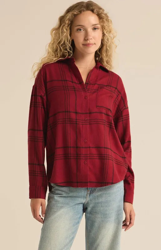 Z Supply River Red plaid button up