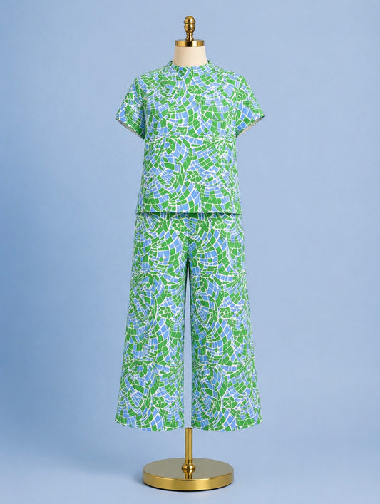Tillie top/ painted mosaic periwinkle