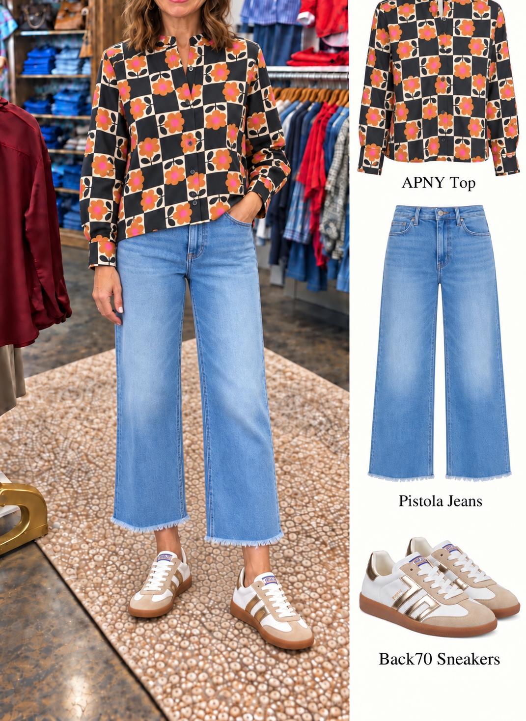 Cropped Shirt w/ruffle detail/ Hot Cocoa Bloom