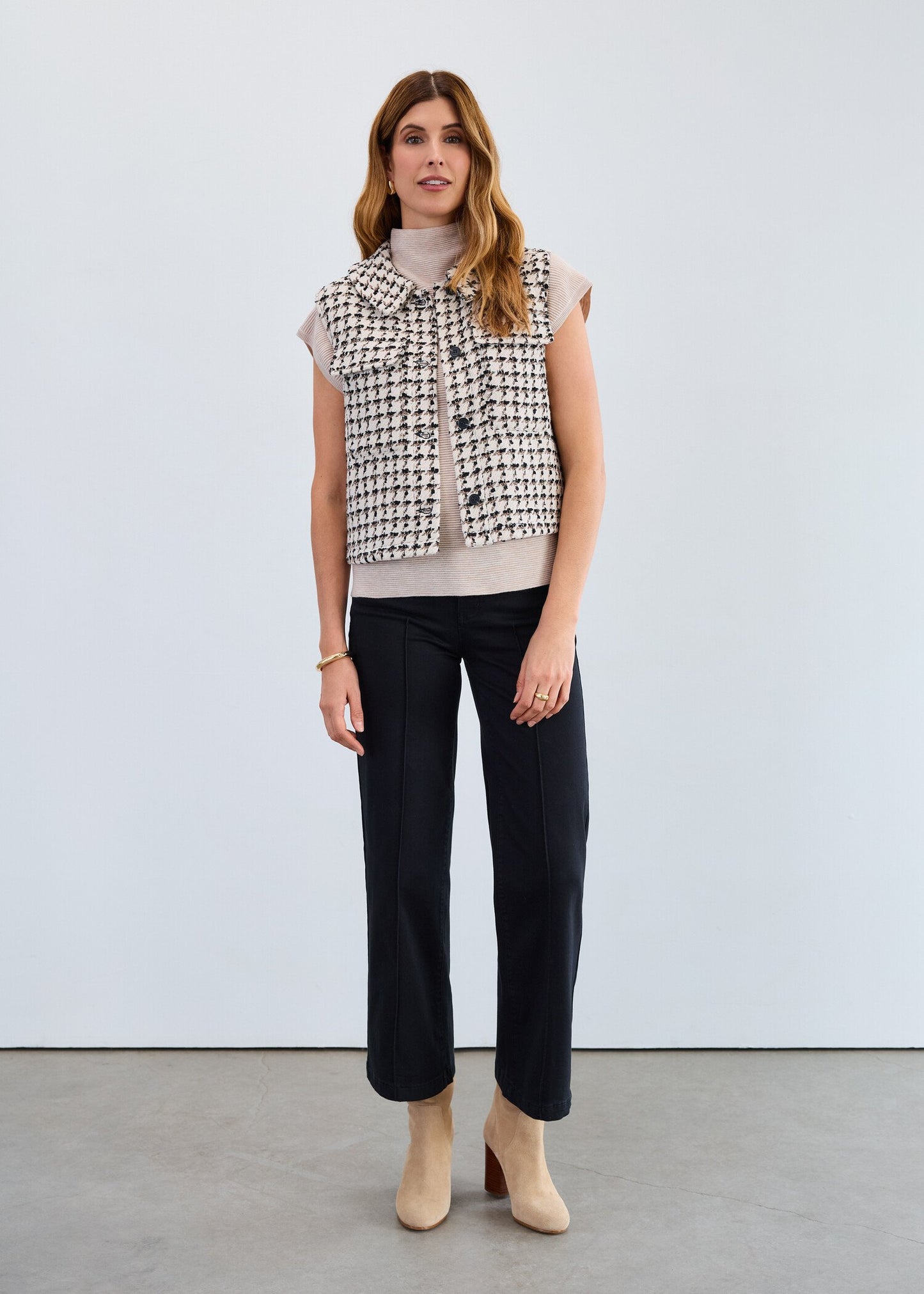 Tweed Vest/ ivory black