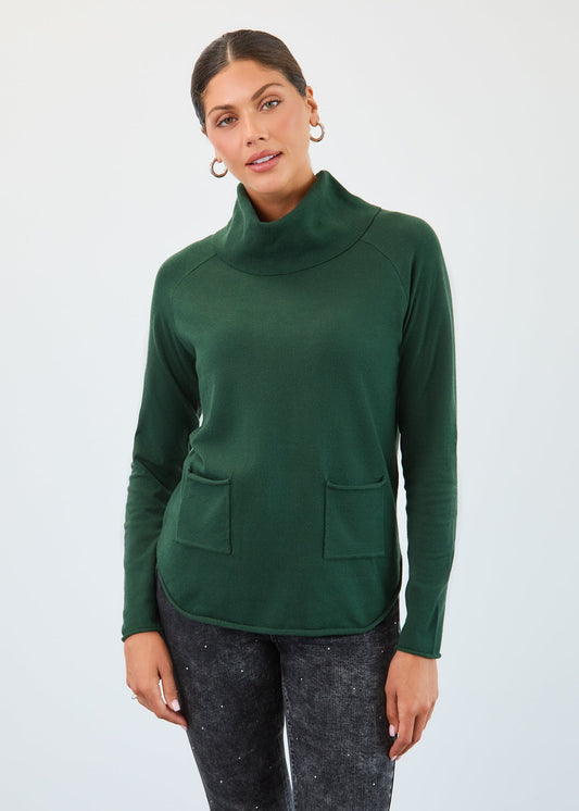 Cowl neck sweater/ Dark spruce