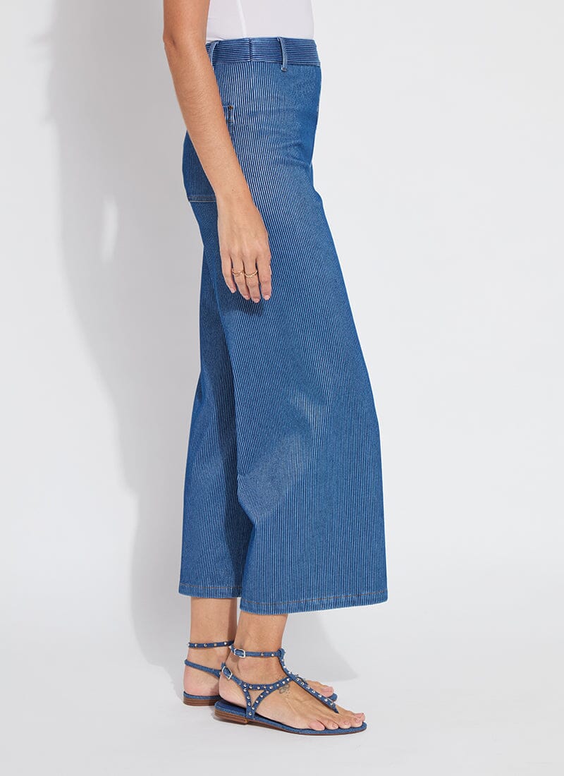 Erin Hi Waist wide leg denim/ mid wash sheen