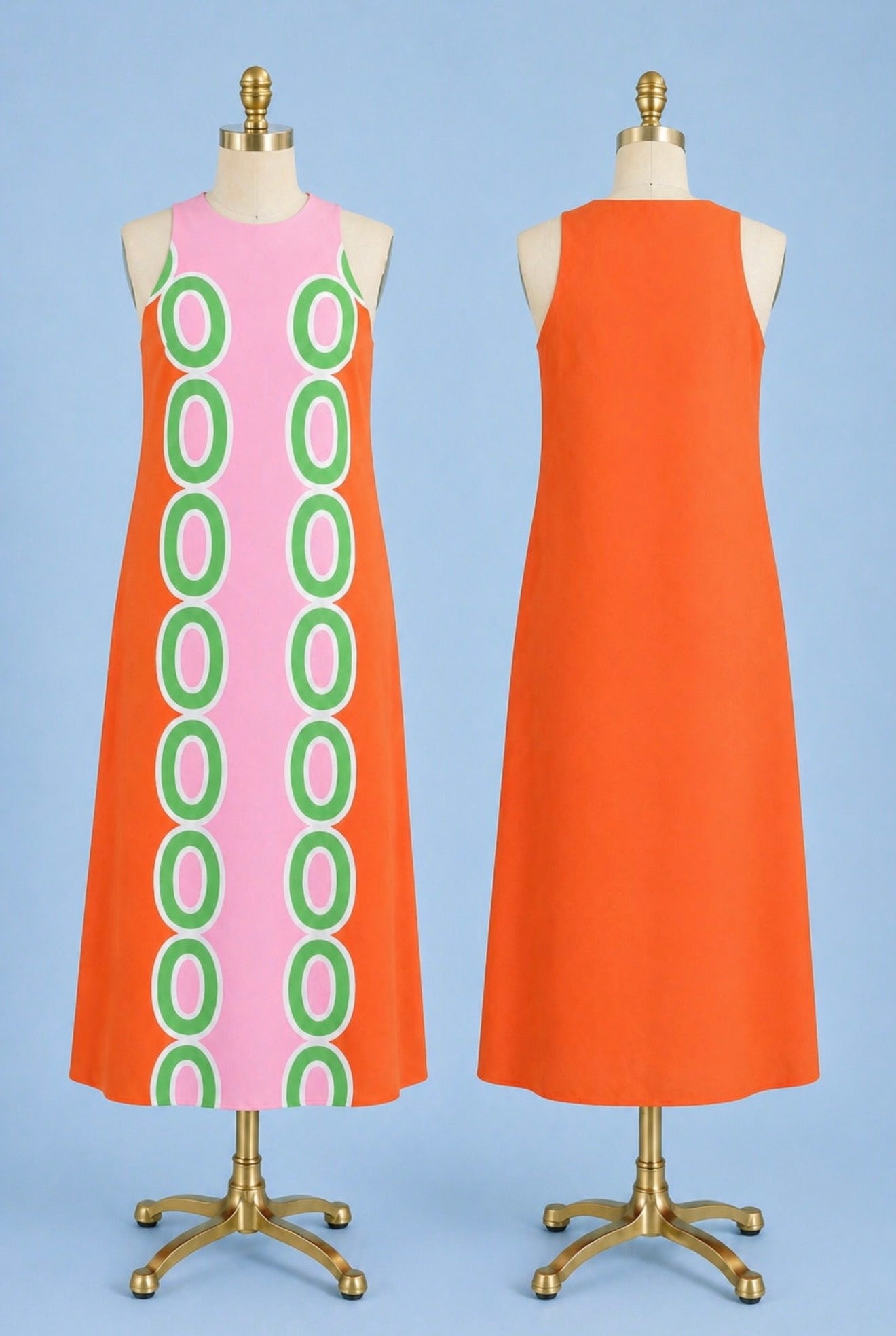 Red Links Column Midi Dress