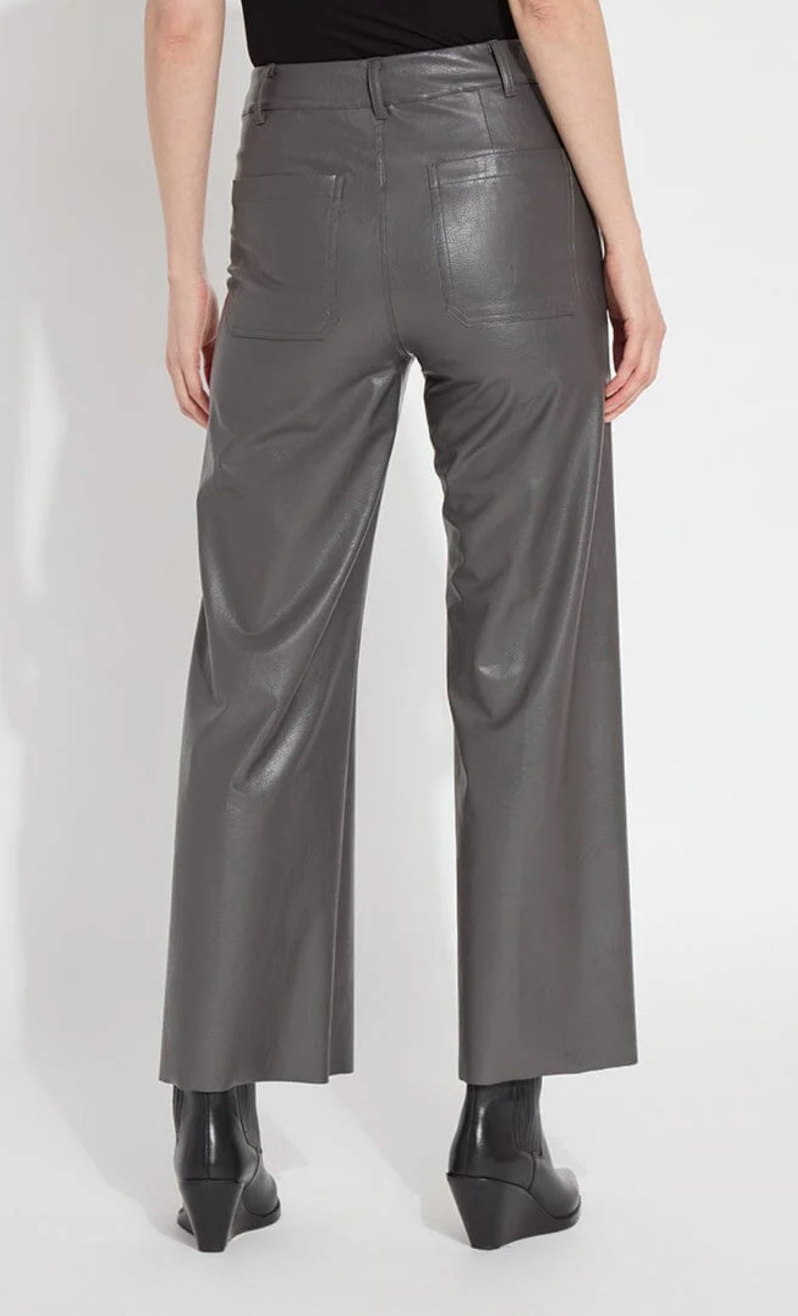 Lysse Hi Waist Vegan Leather Wide Leg/ Gray Ash