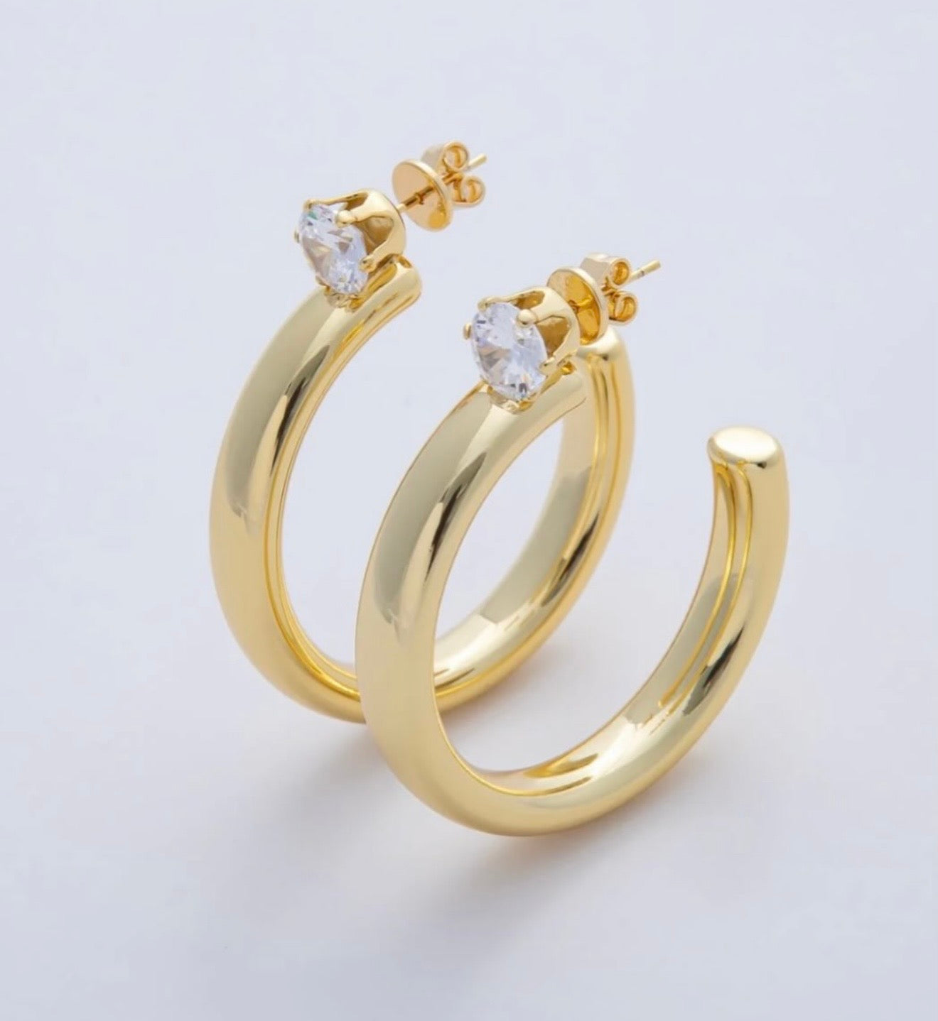 Gold hoops with bling