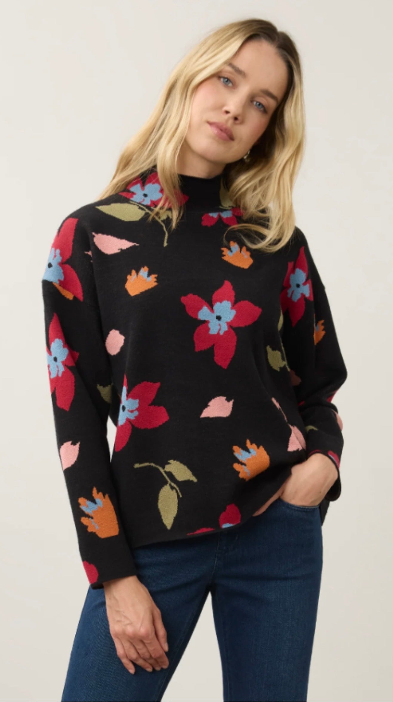 Mock Neck loose fit sweater/ Rebecca