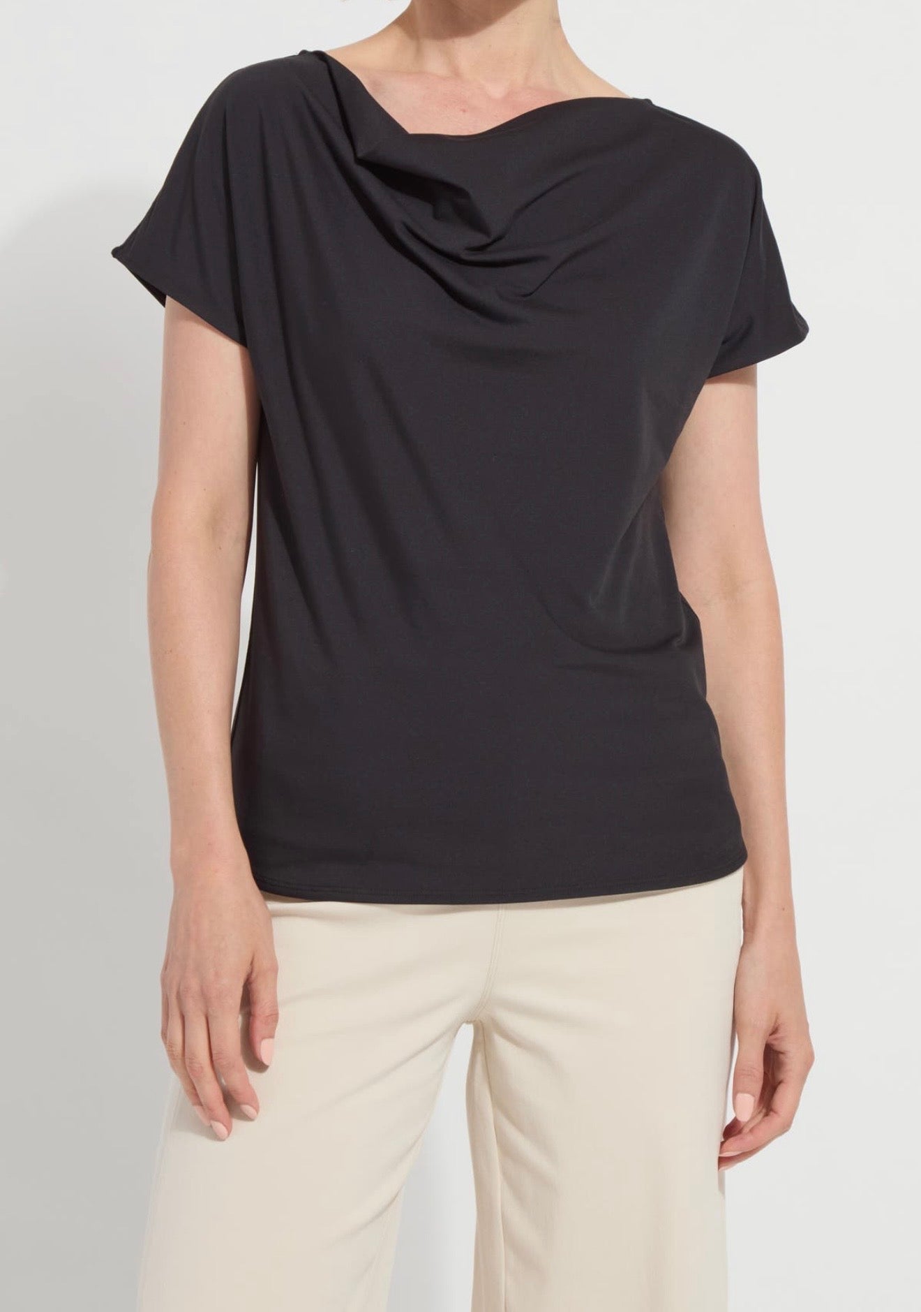 Ensley cowl neck top / black