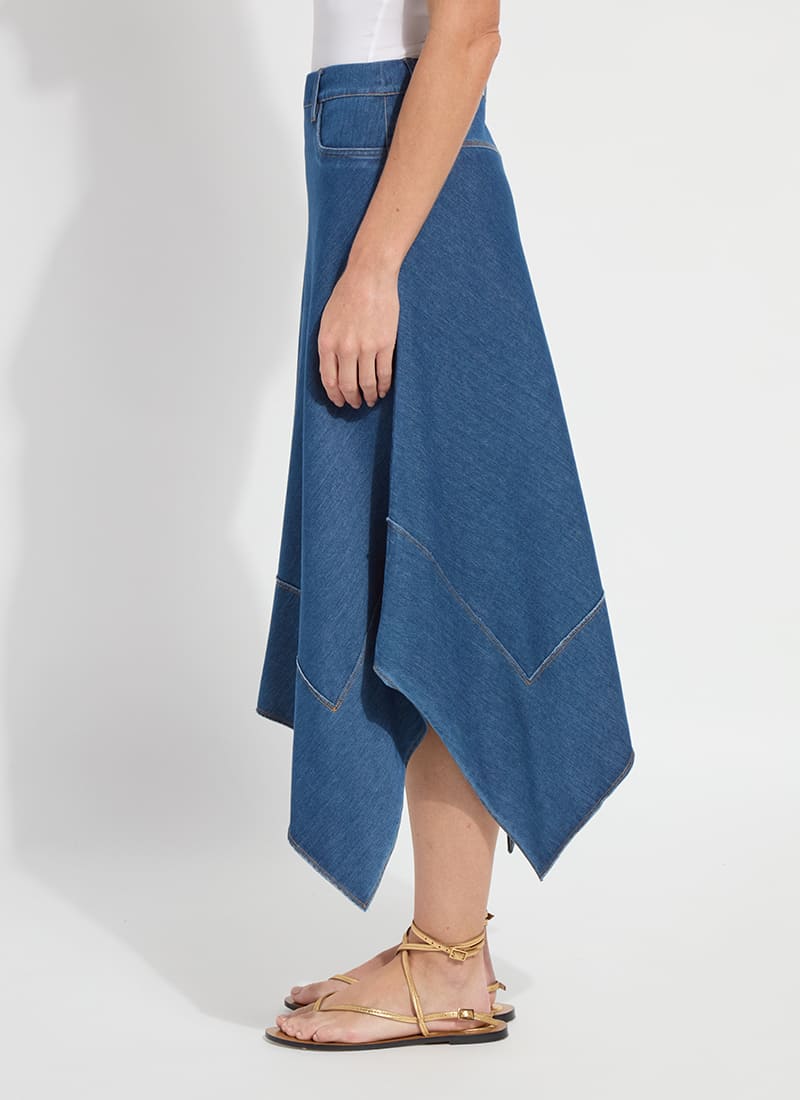 Lucille Handkerchief Denim Skirt/ Mid Wash