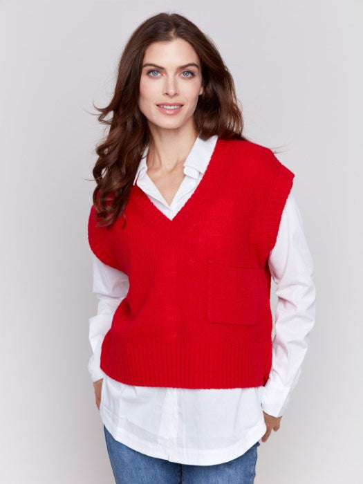 Charlie B red sweater vest