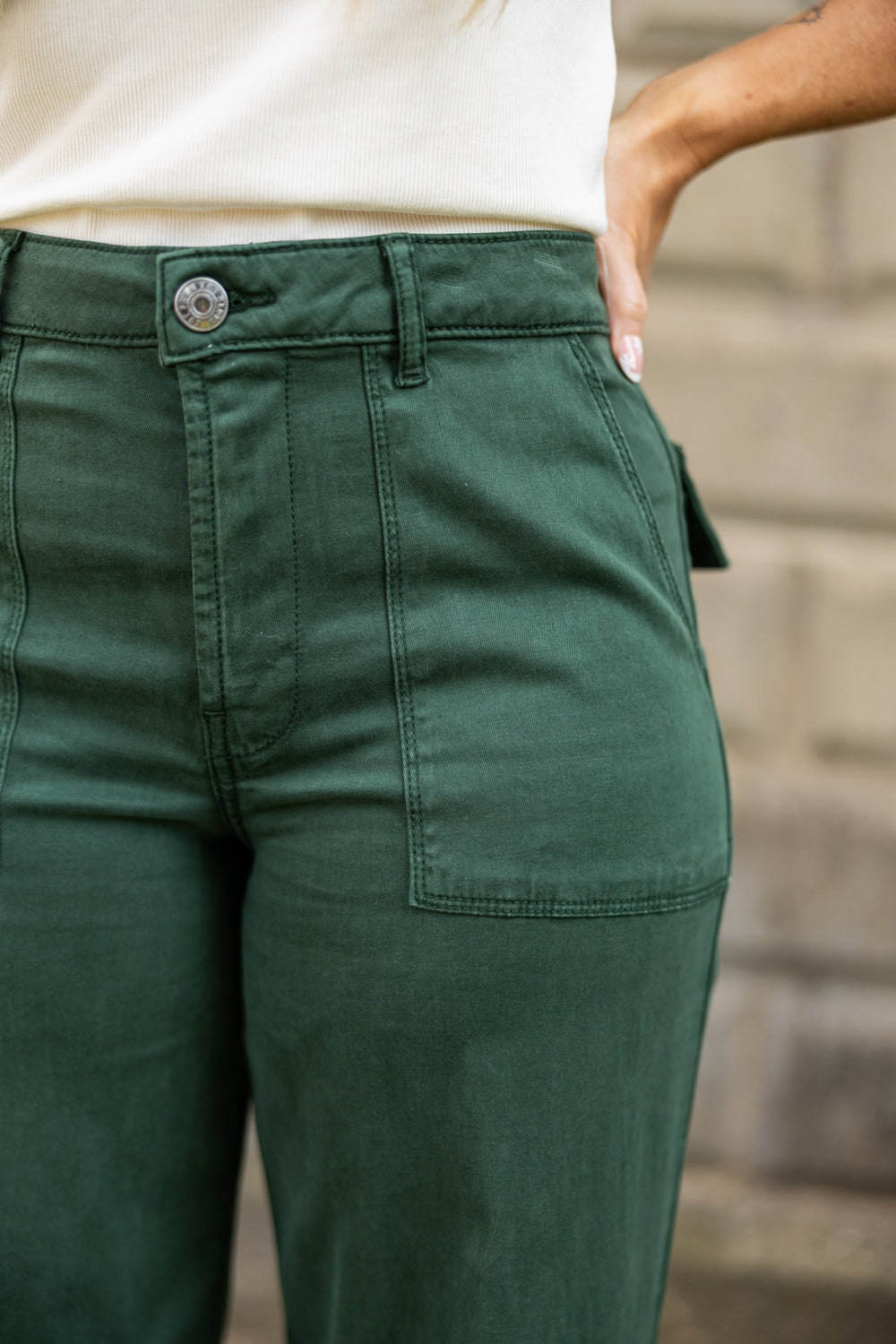 Meg High Rise Fab Ab wide leg/ evergreen