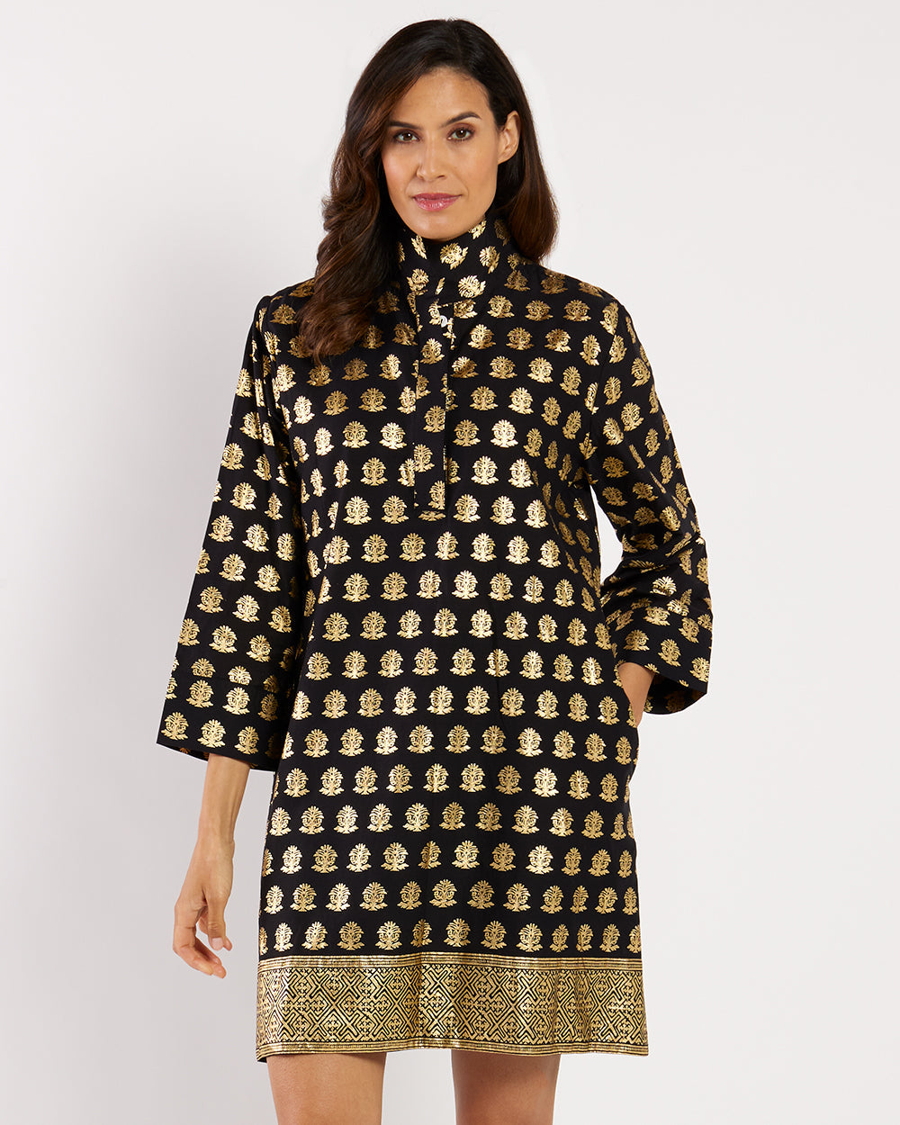 Helen Dress Foulard Black Gold