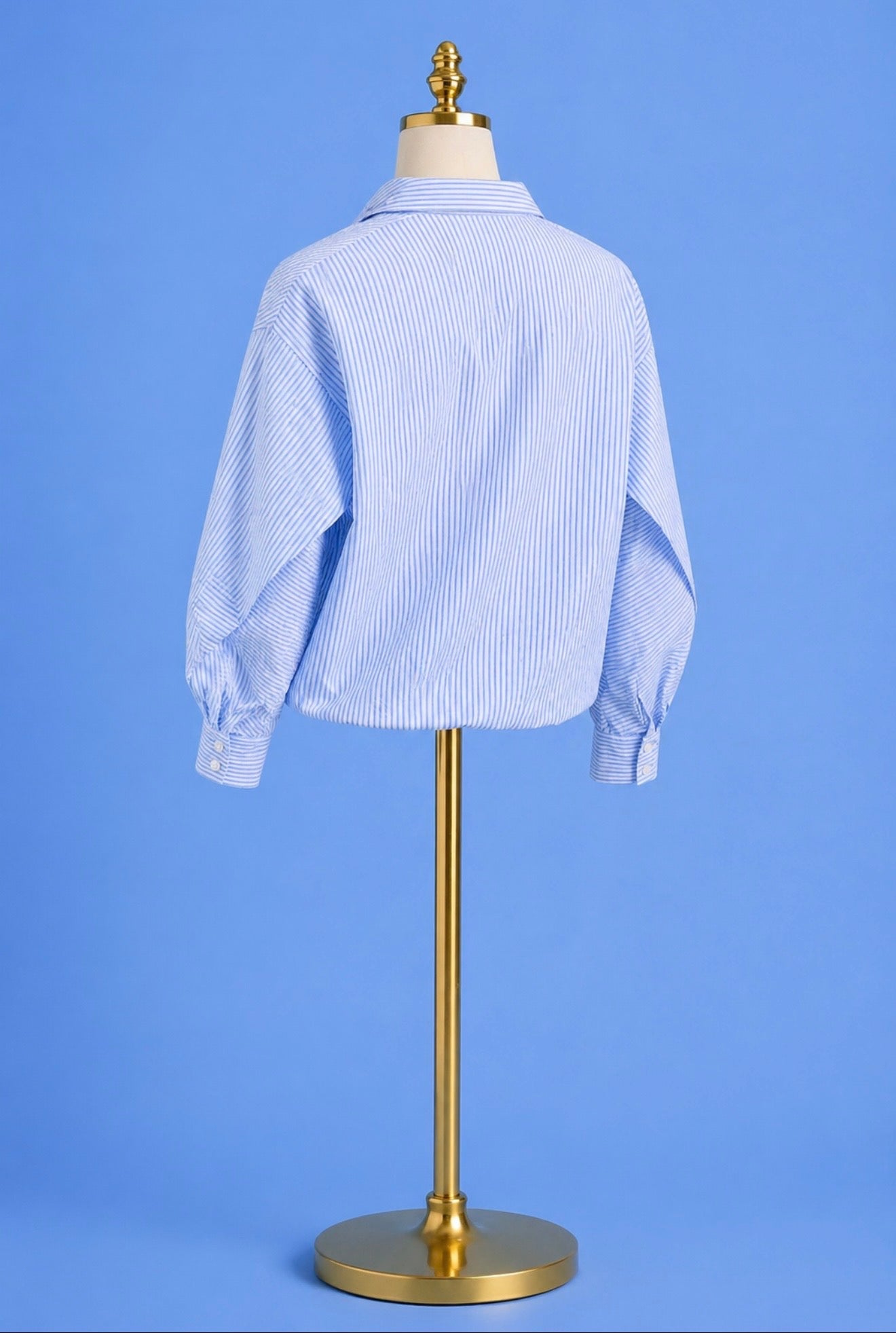 Blouse striped cropped batwing/ blue white