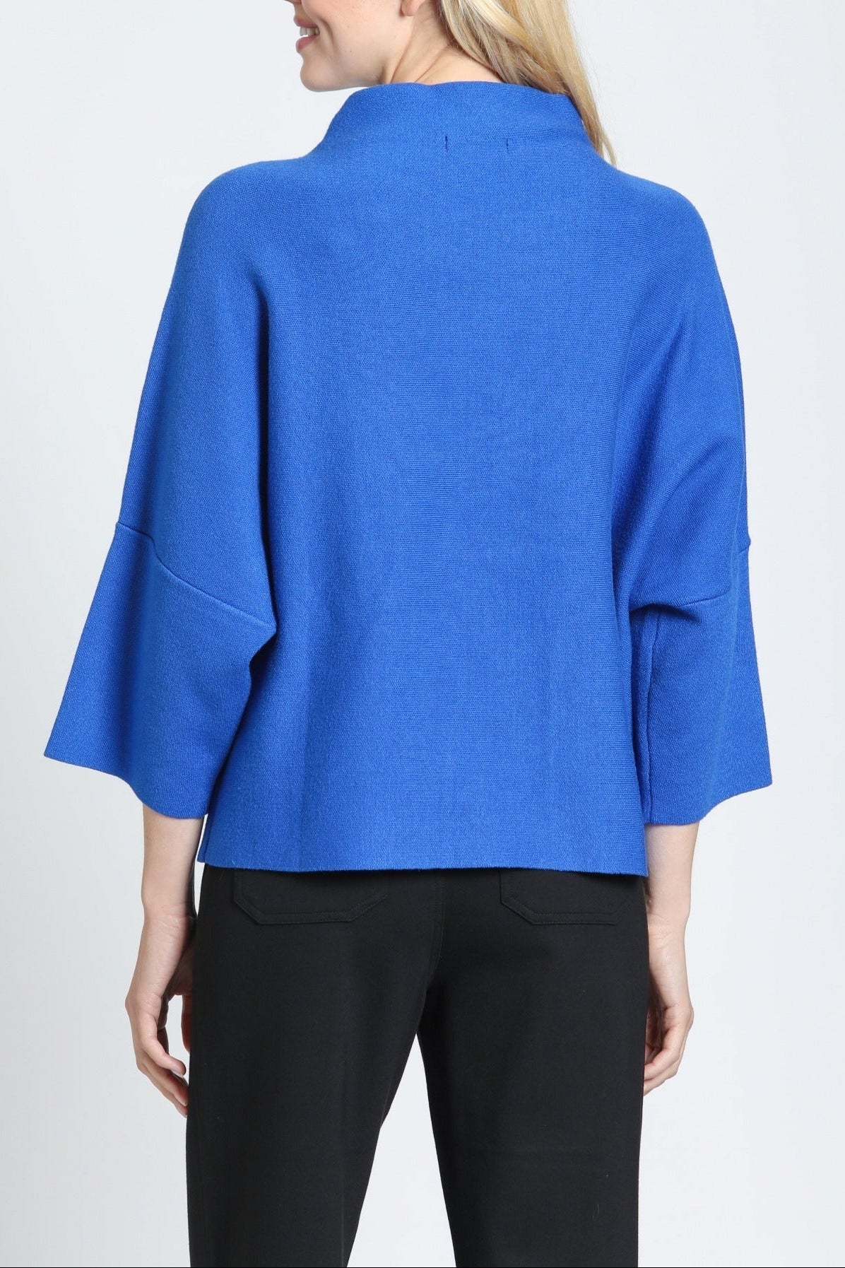 Funnel Neck Sweater with patch pocket/ Cobalt