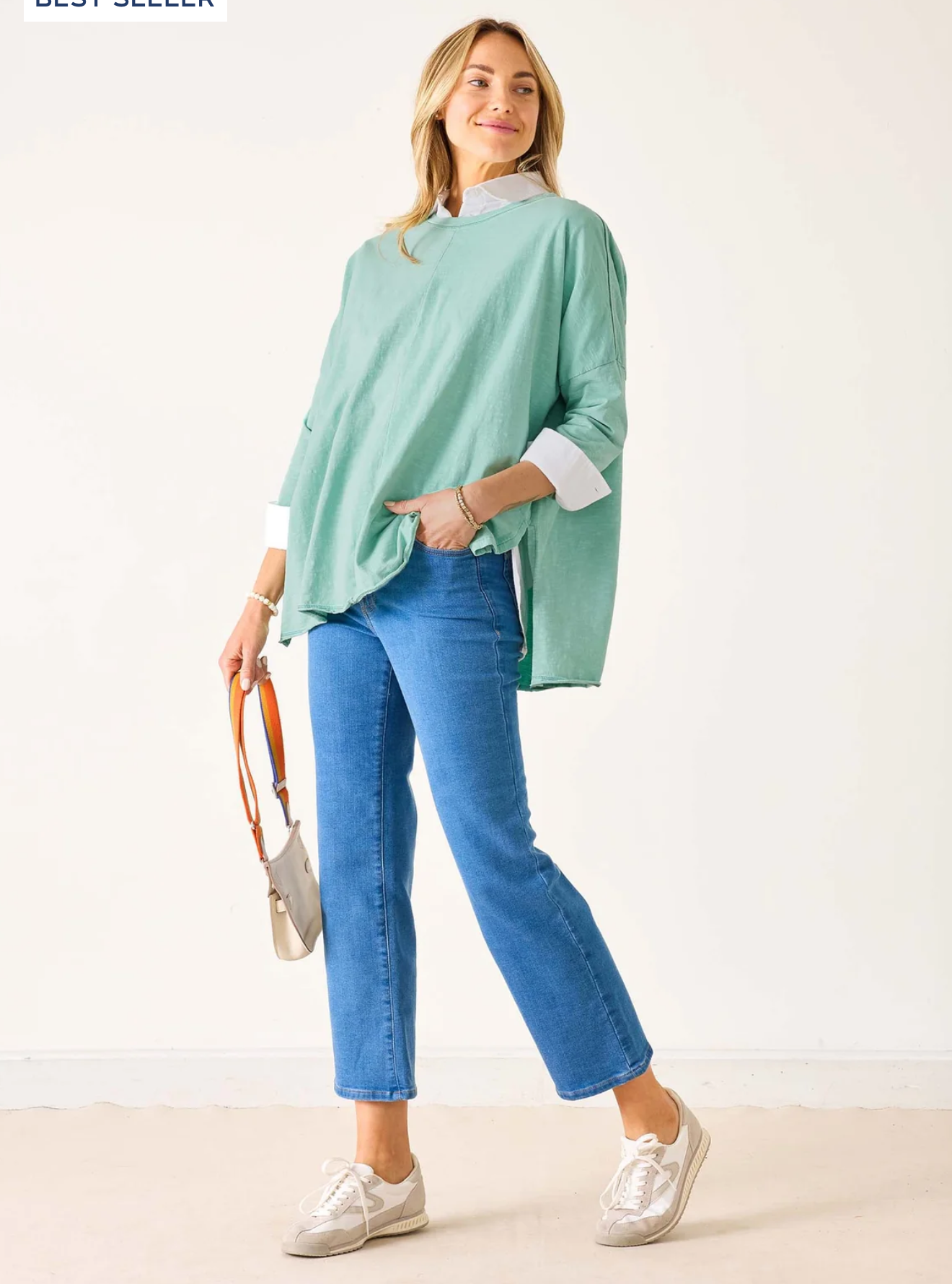 Catalina Slub Tee/ sea foam green stitches