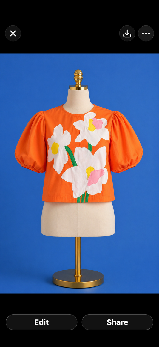 Jane Top/ marigold cotton poplin