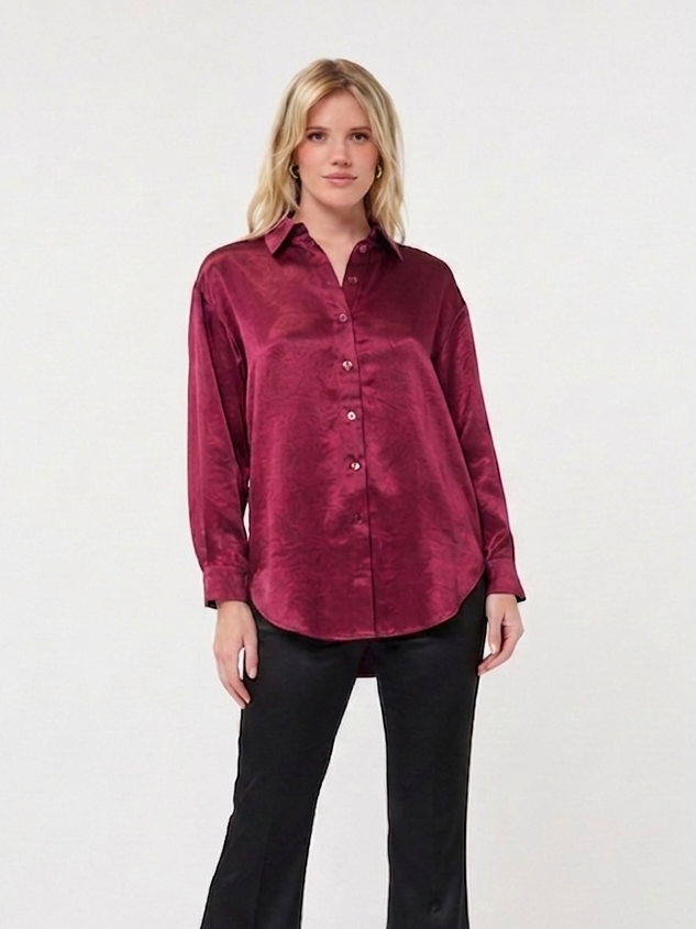 Merlot oversized Satin Blouse