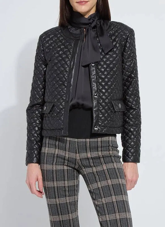 Aurelle Quilted Vegan Leather Jacket/ black