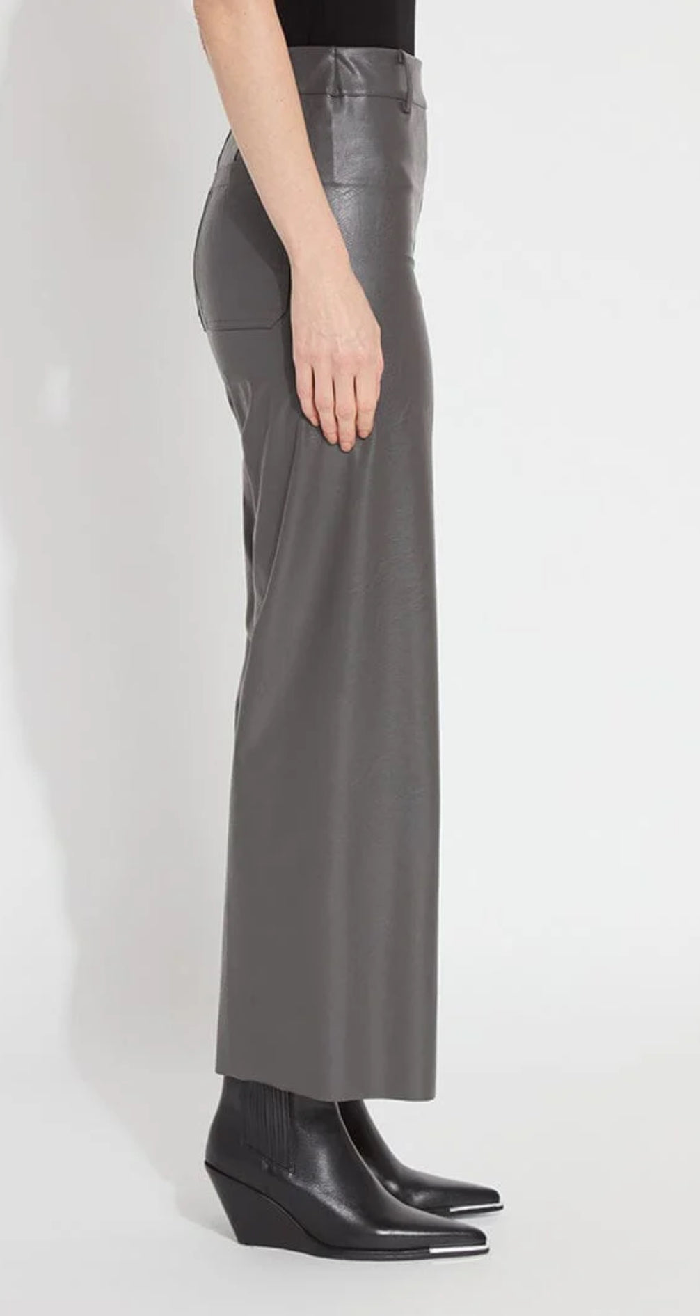 Lysse Hi Waist Vegan Leather Wide Leg/ Gray Ash