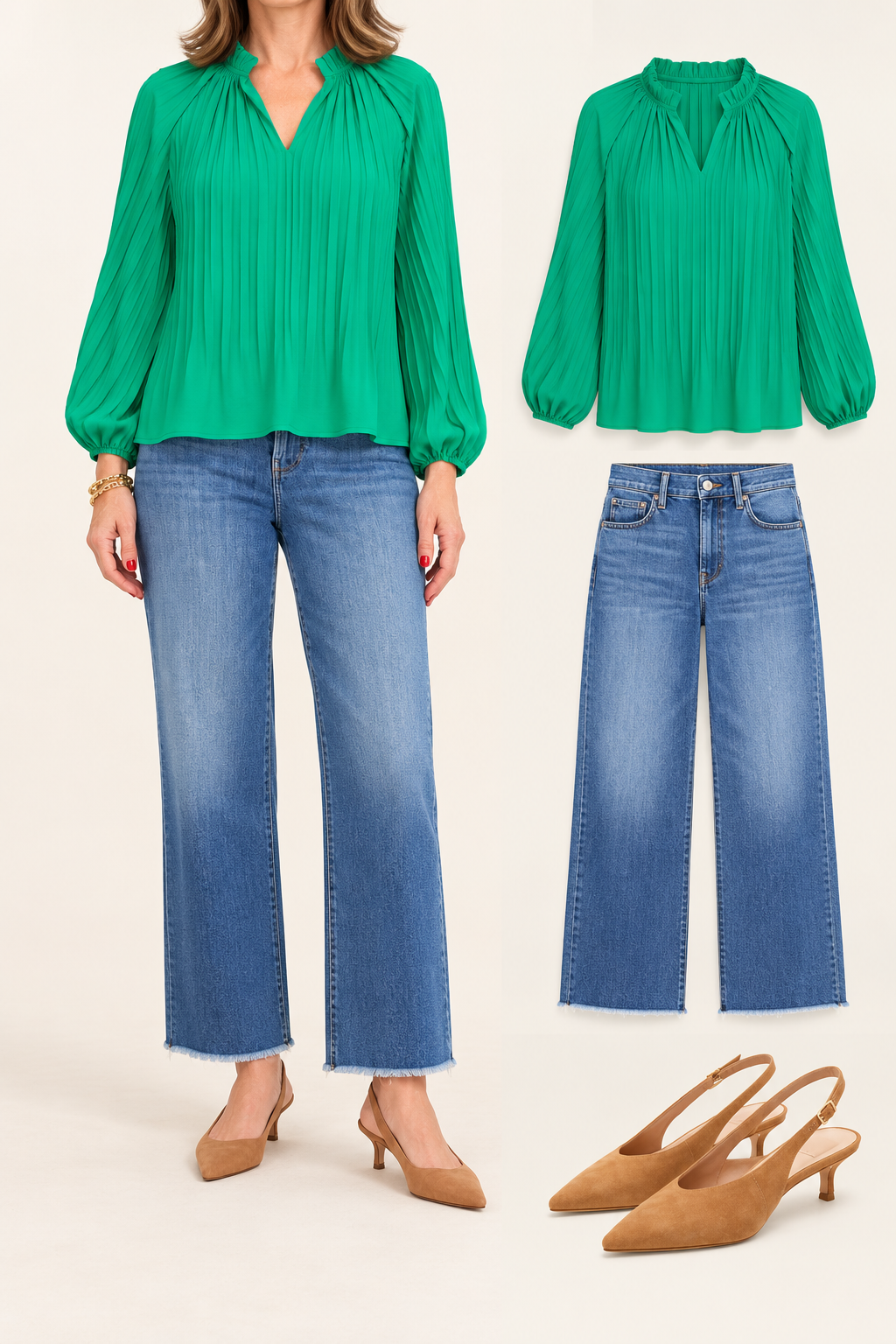 Pleaty Peasant Top/ Caribbean green