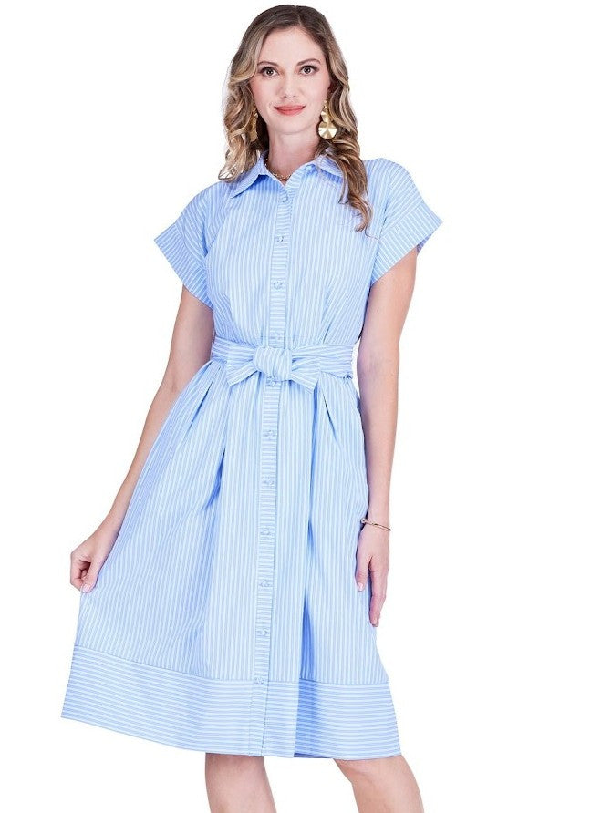 Blue Stripe midi Shirtdress