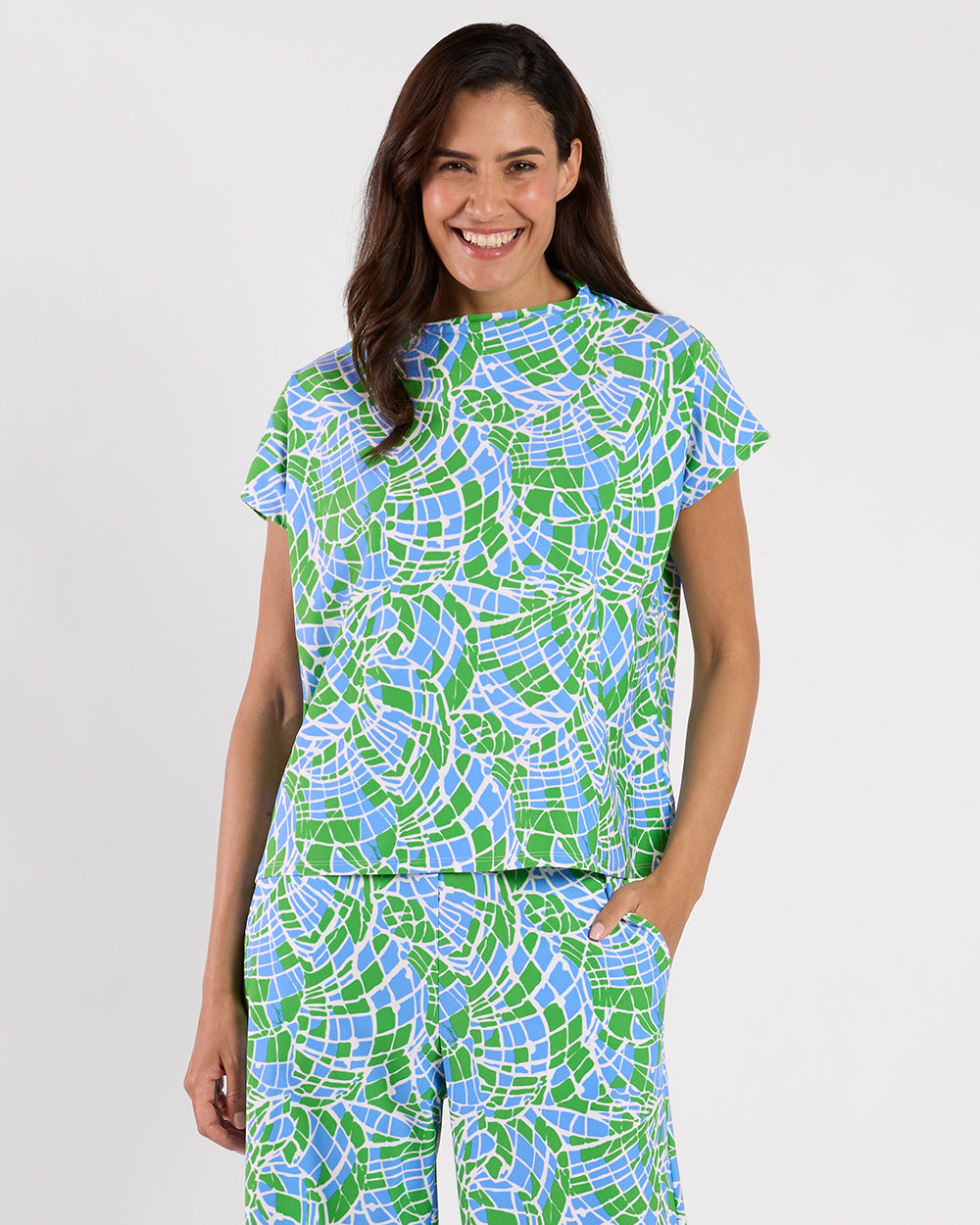 Tillie top/ painted mosaic periwinkle