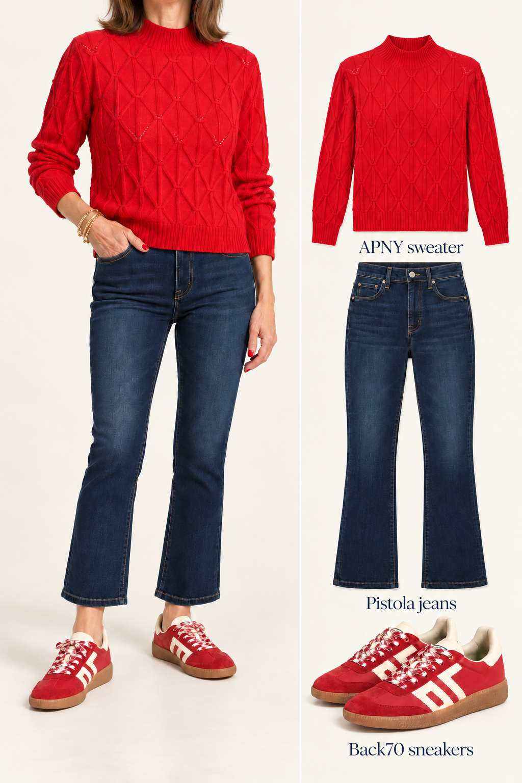 Cable Sweater/ Red