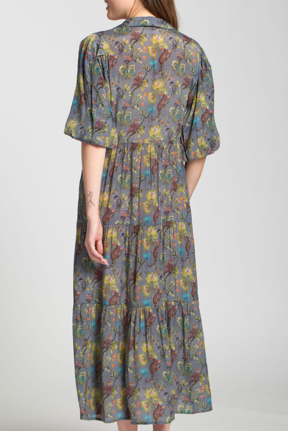 Tiered Dress/ Grey Multi