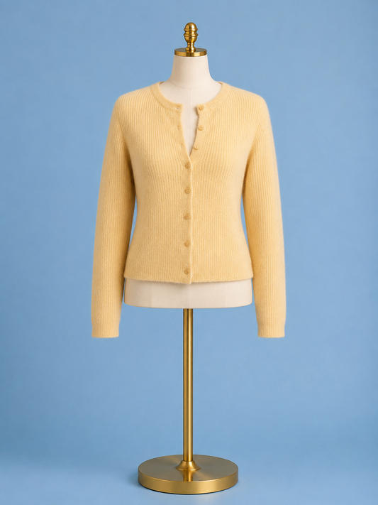 Medina Rib Cardigan/ custard
