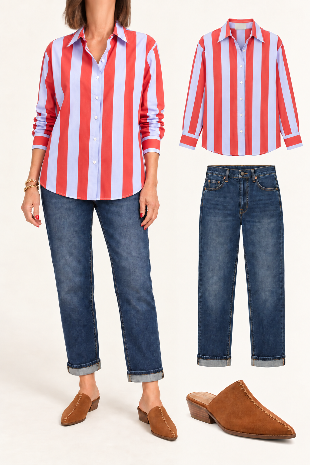 Boyfriend shirt/ Hearth Stripe