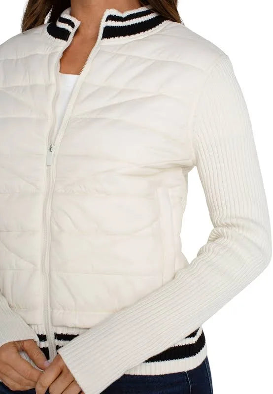Quilted Front jacket/ porcelain