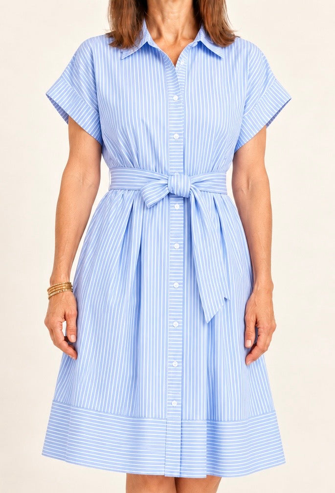 Blue Stripe midi Shirtdress