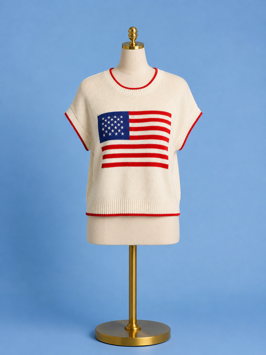 Sleeveless Patriot Sweater Cloud