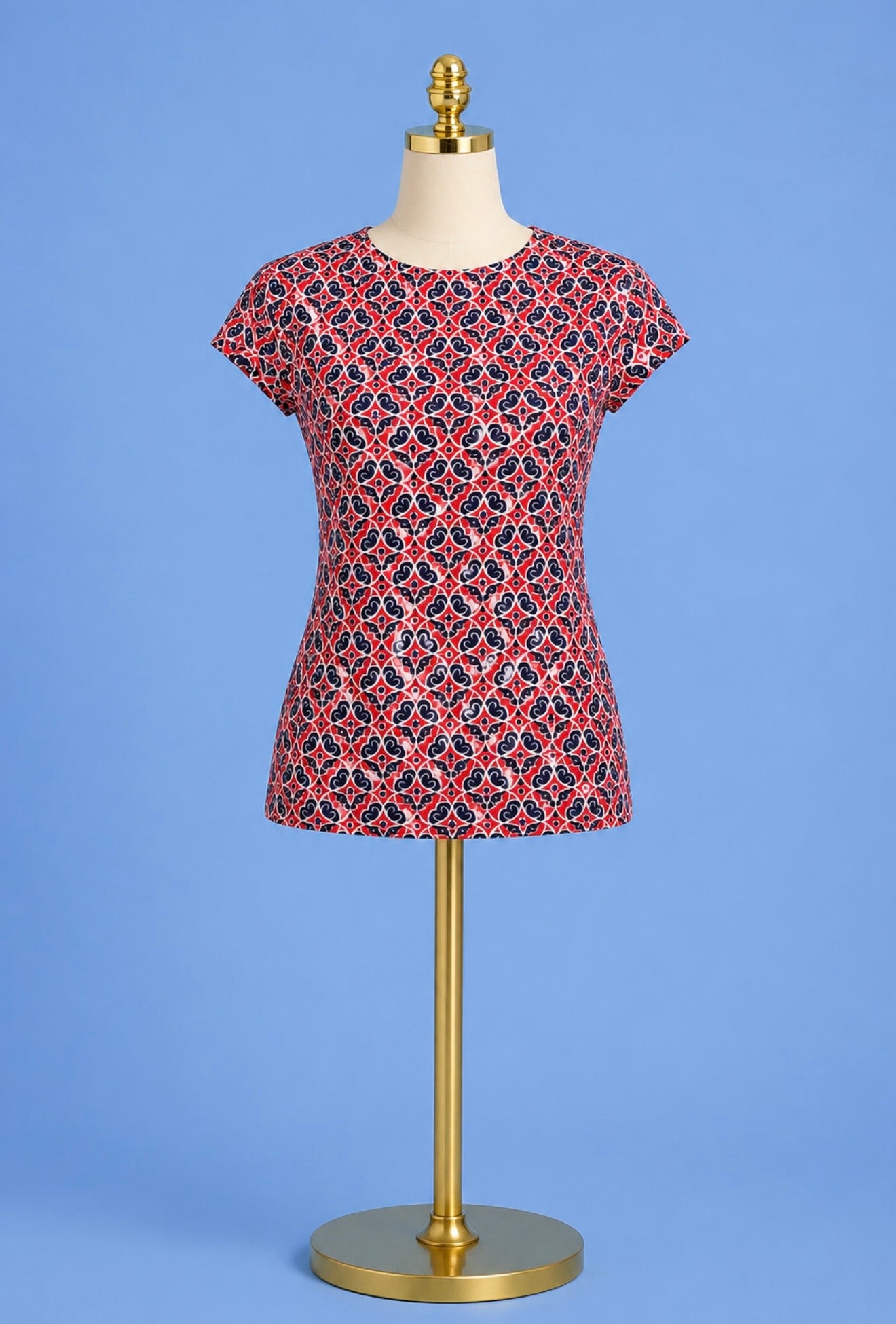 Cap Sleeve Shell top / red multi