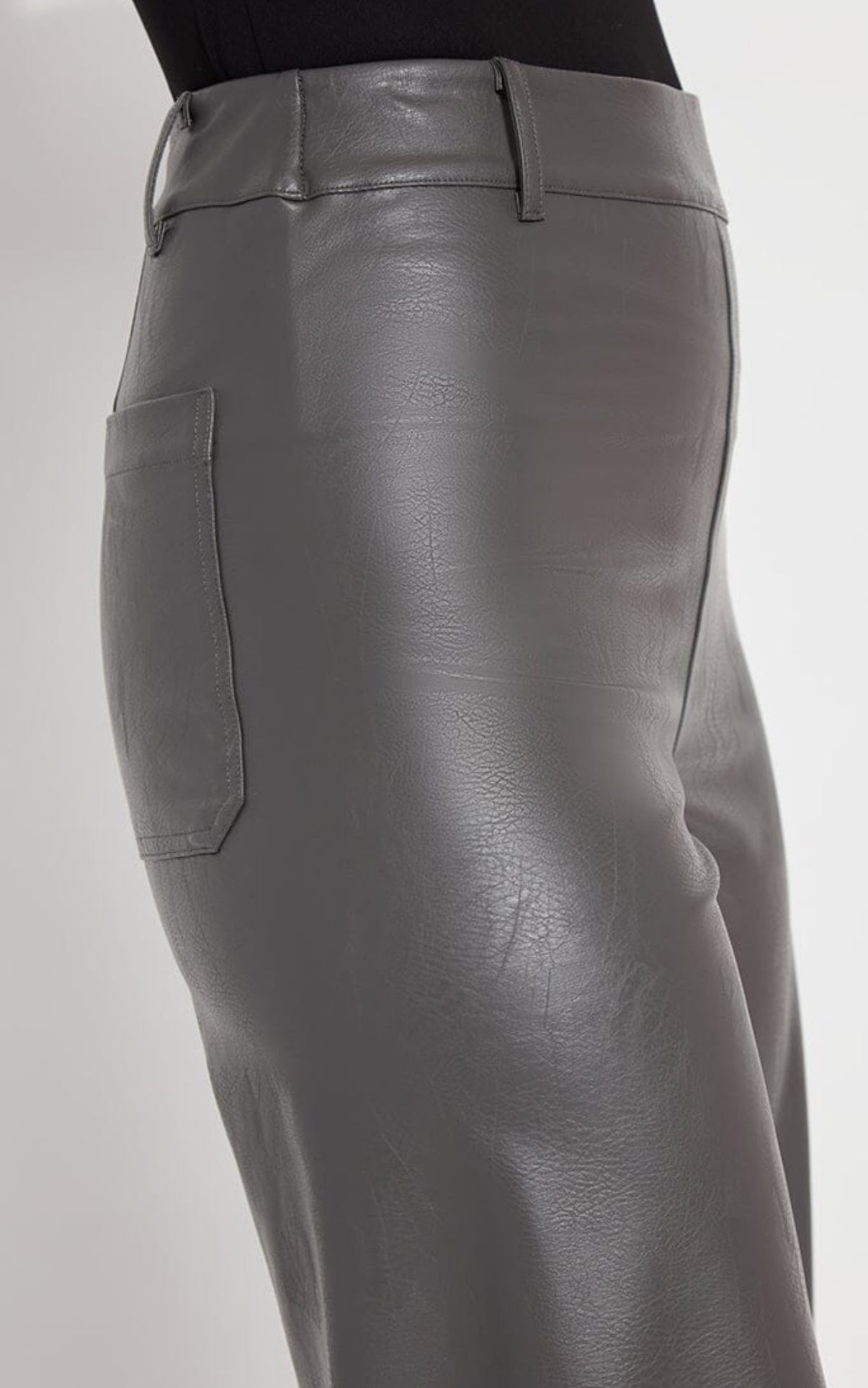 Lysse Hi Waist Vegan Leather Wide Leg/ Gray Ash