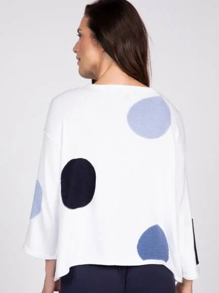 Circle Dot Pullover Sweater/ white