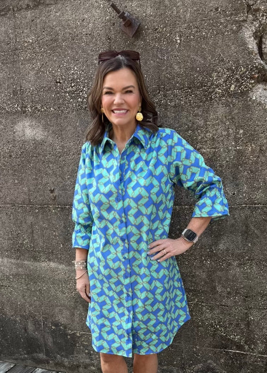 Dress blue and green chain