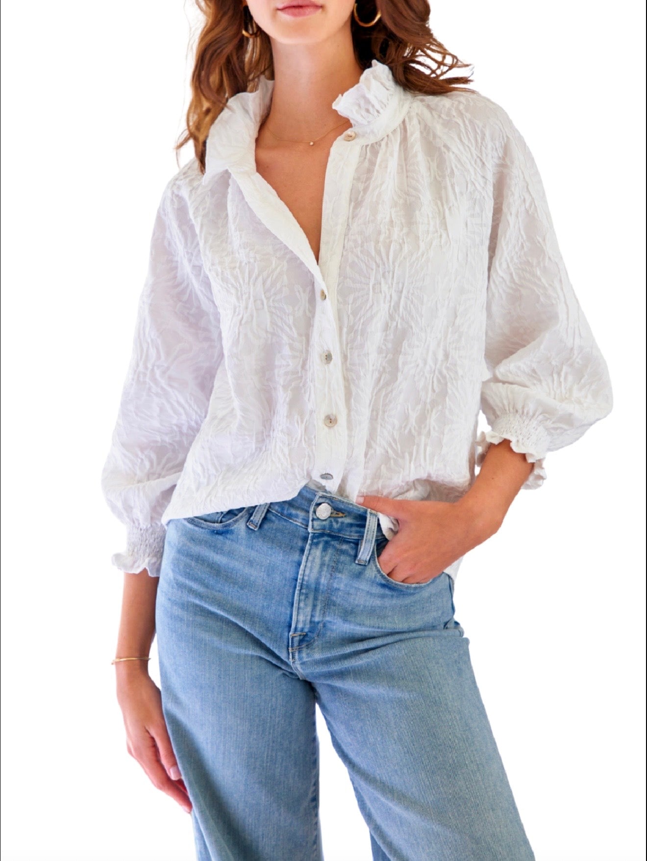 Fiona Shirt textured jacquard / white