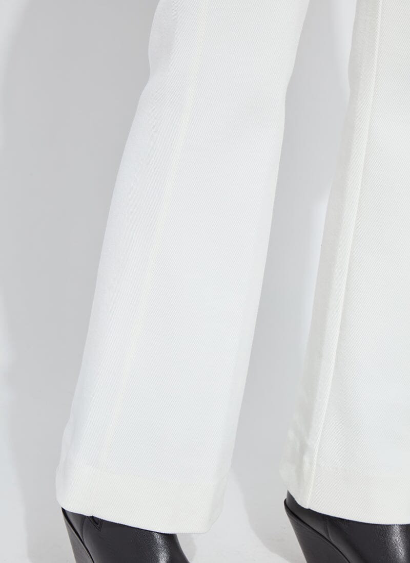 Lysse Alma Hi Waist Calvary Trouser in snow white with wide leg silhouette paired with black boots