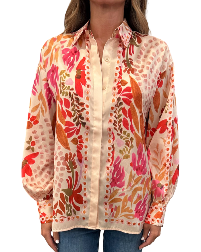 Oversize Shirt/ Floral Scarf