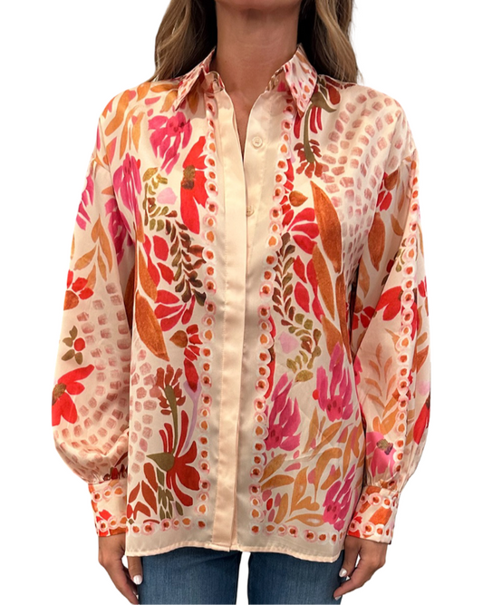 Oversize Shirt/ Floral Scarf