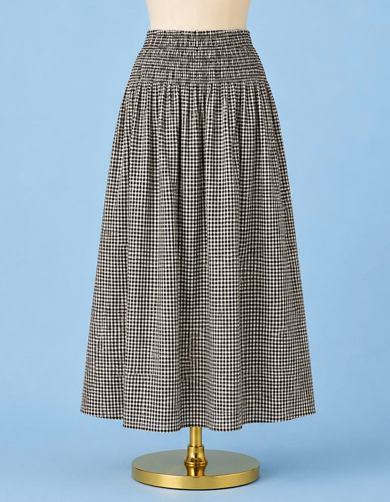 Brooke Gingham Skirt/ black