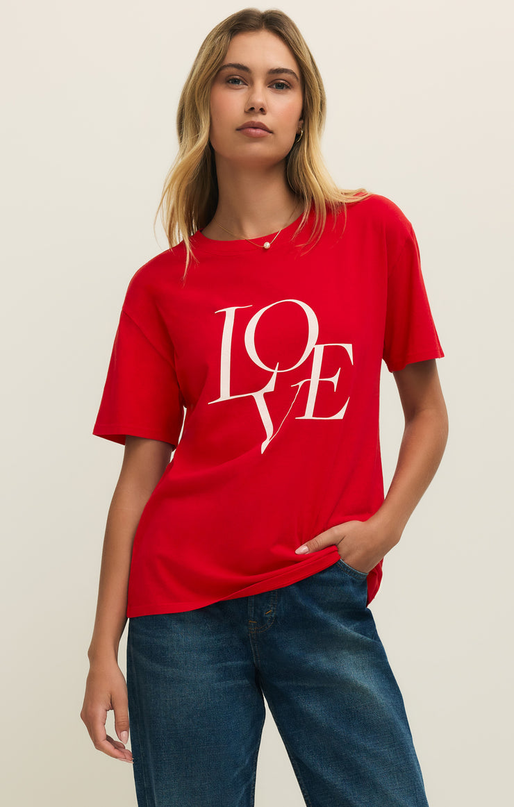 Love You Boyfriend Tee/ Kiss Me Red