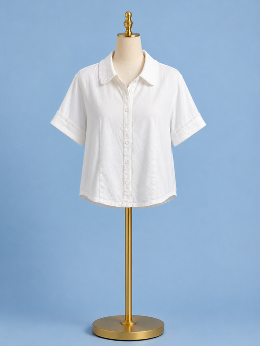 Marisol linen blend white top